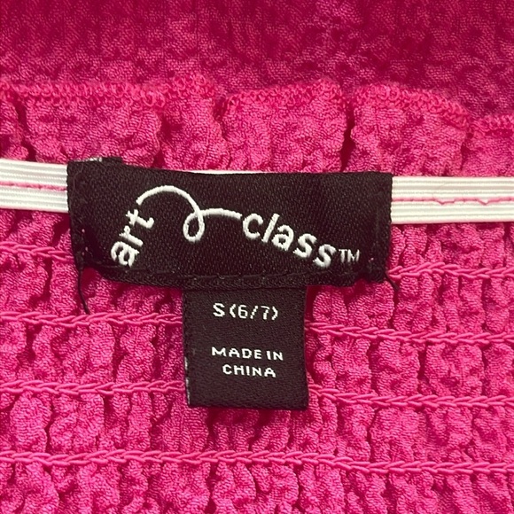 Art Class Off The Shoulder Pink Smocked Dress Size S (6-7) - Picture 3 of 4